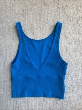 lululemon athletica Blue Ribbed V-Neck Tank